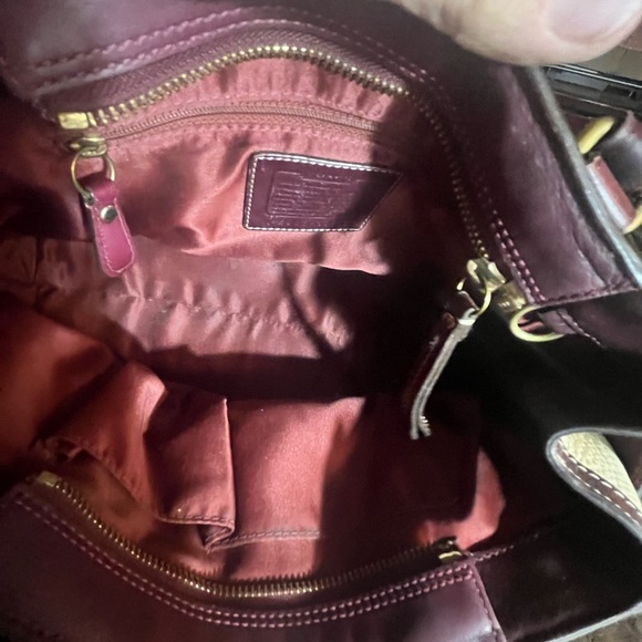 Coach Purse Hampton Tote Tan, Brown Leather Tote Shoulder Authentic - Picture 5 of 6